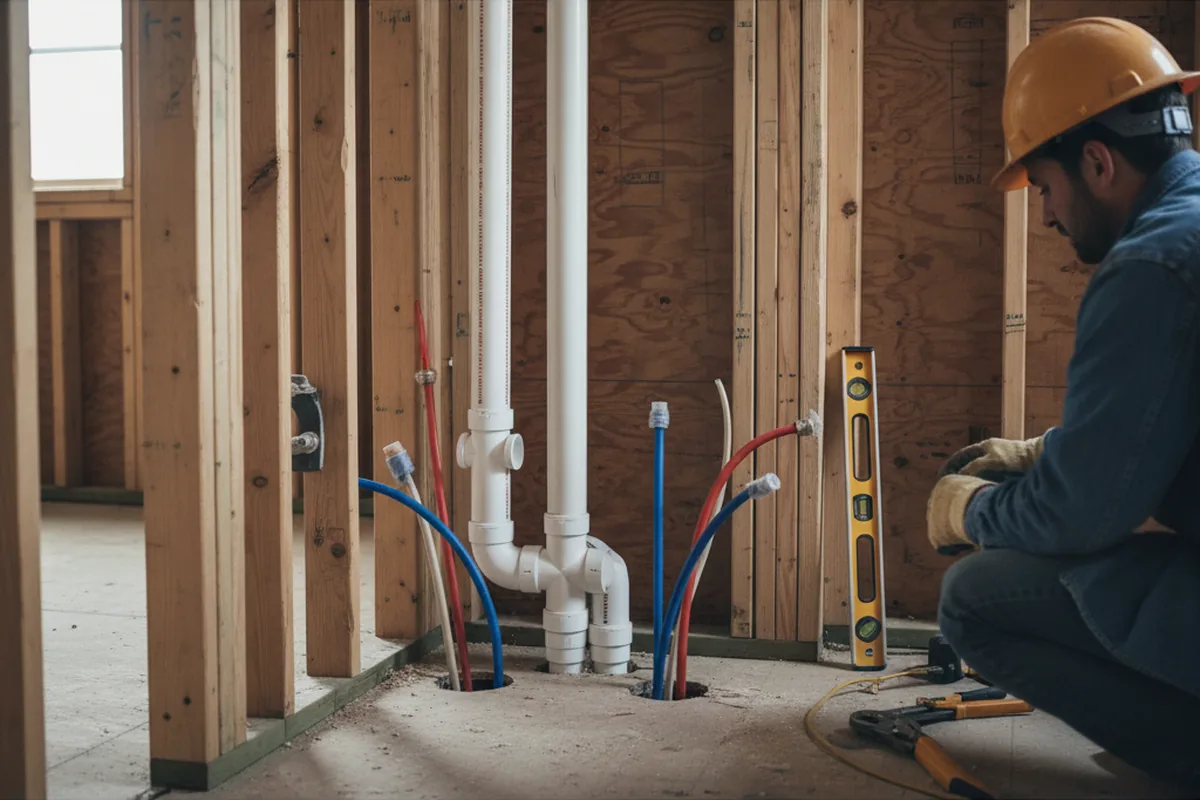 Drain and supply rough-in during Drain Cleaning in Granger